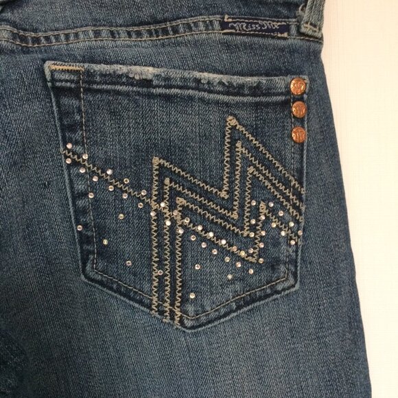 Miss Me Womens Angelina Boot Jeans Sz 26 Flat Pockets Rhinestones Embellished - Picture 6 of 11
